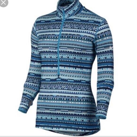 Nike Dri Fit Pro Warm 8 Bit Blue Half Zip Top S - Picture 3 of 6
